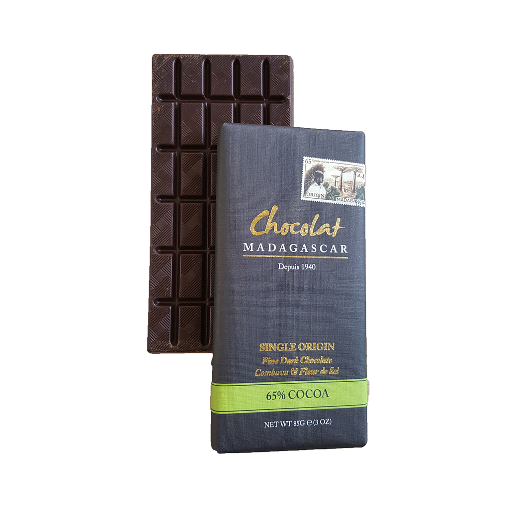 Tablette de chocolat noir 65 au combava et fleur de sel